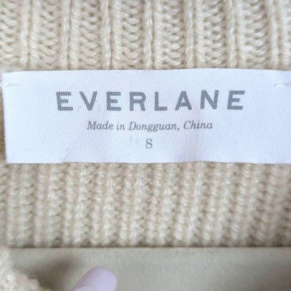 EVERLANE | Cream Ribbed Cashmere Turtleneck Sweater Size Small - Picture 3 of 7